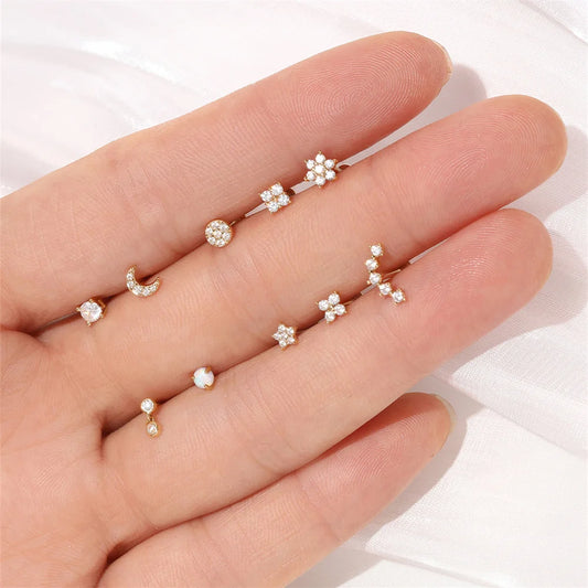 14k Solid Gold Stud Ear Climber