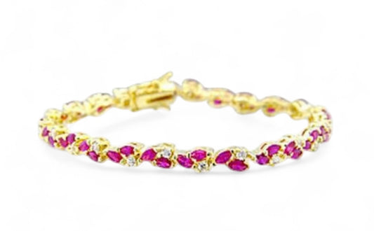 Gold Coated Bracelet with Ruby Stones