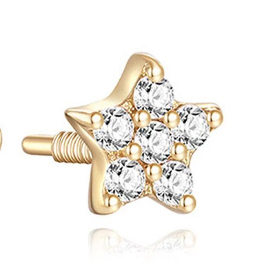14k Solid Gold Stud Ear Climber