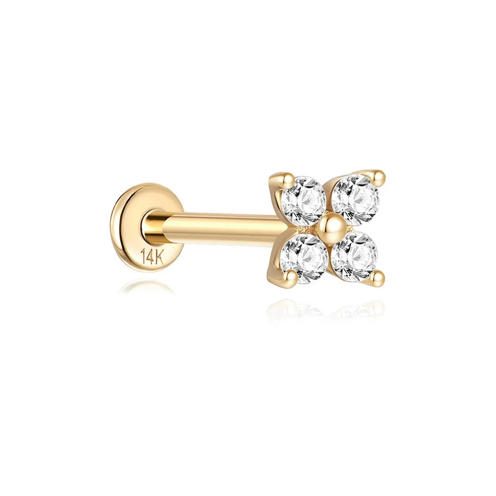 14k Solid Gold Stud Ear Climber
