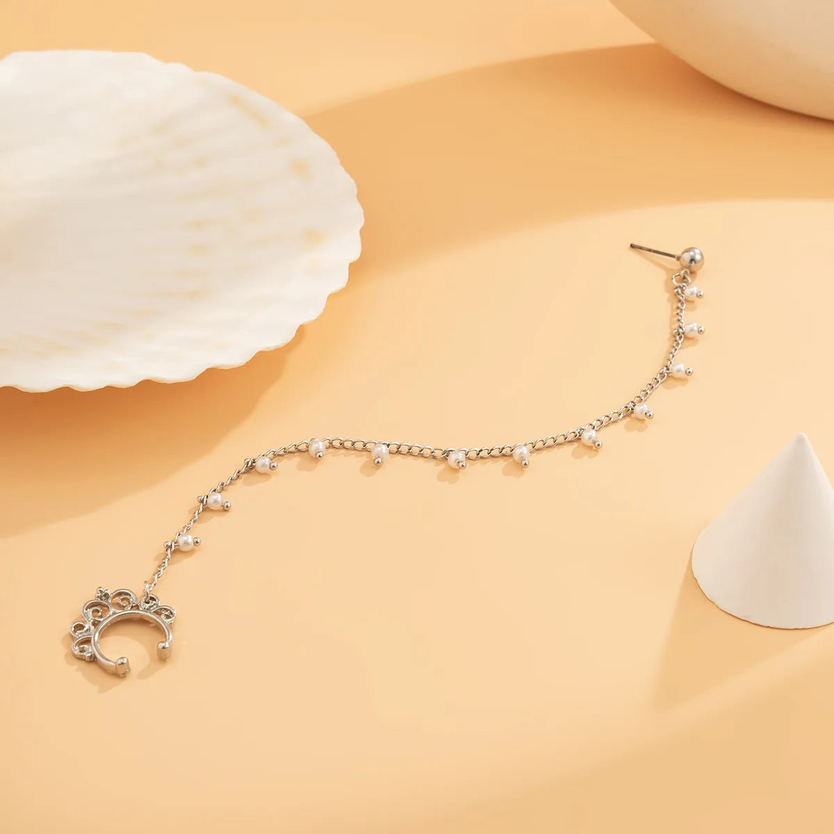 Gold Plated Tassel Earring & Nose Clip Chain