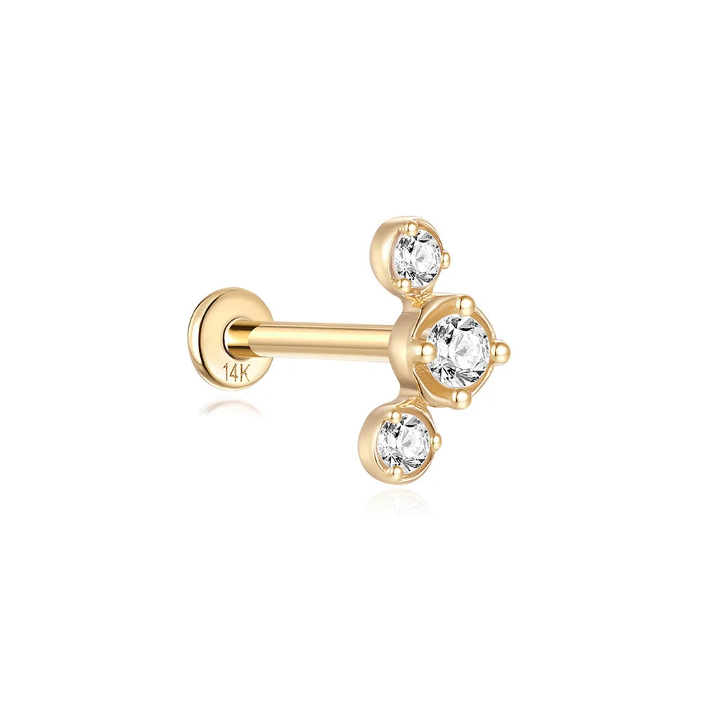 14k Solid Gold Stud Ear Climber