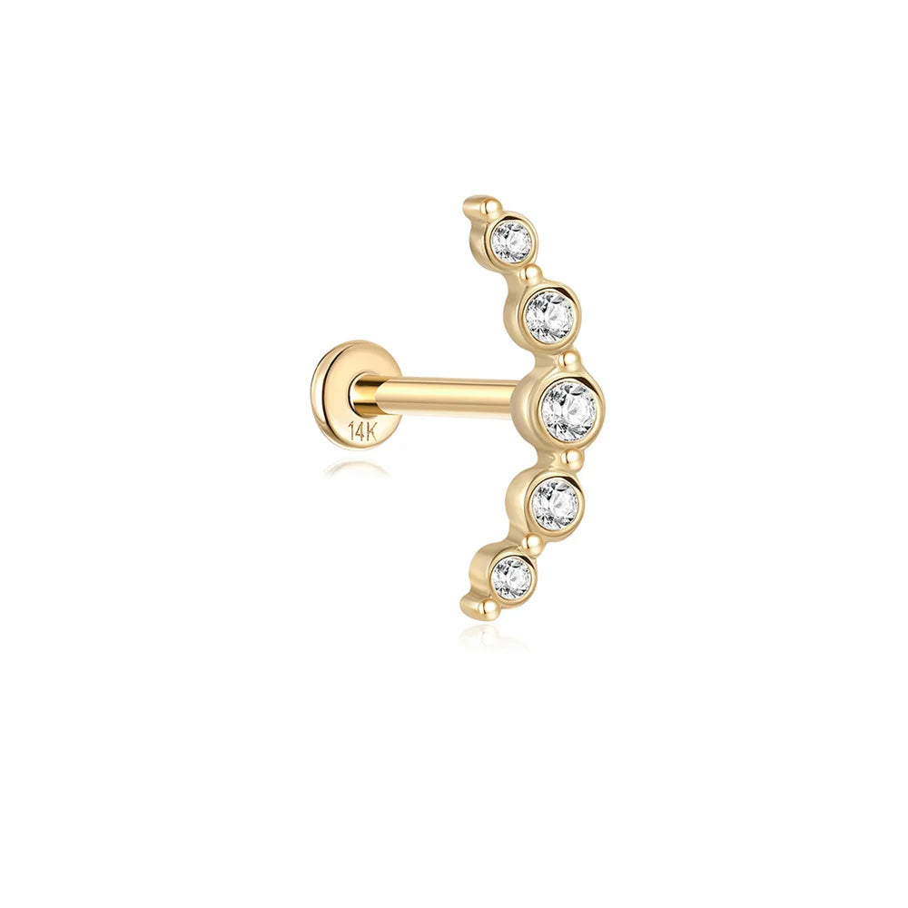 14k Solid Gold Stud Ear Climber