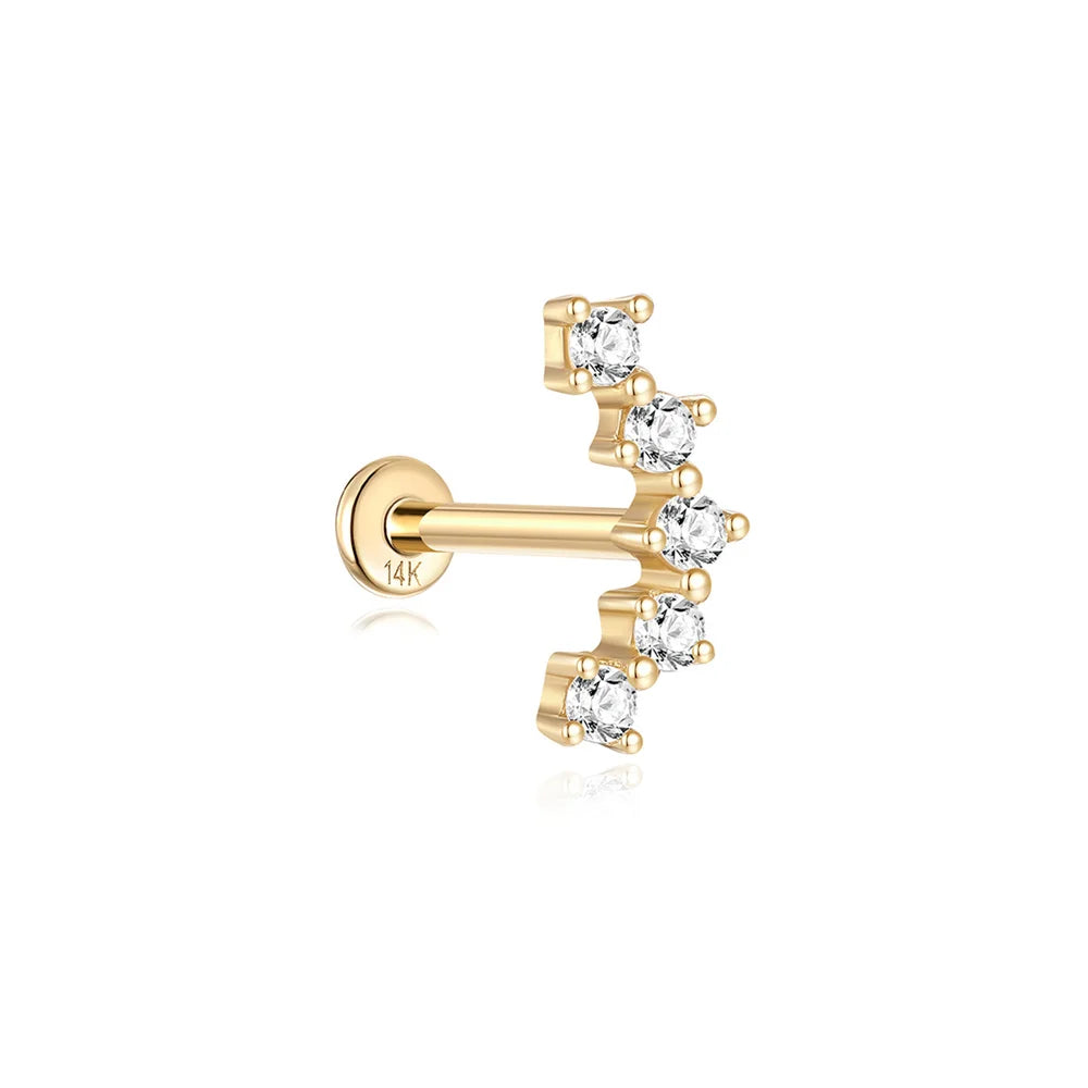 14k Solid Gold Stud Ear Climber