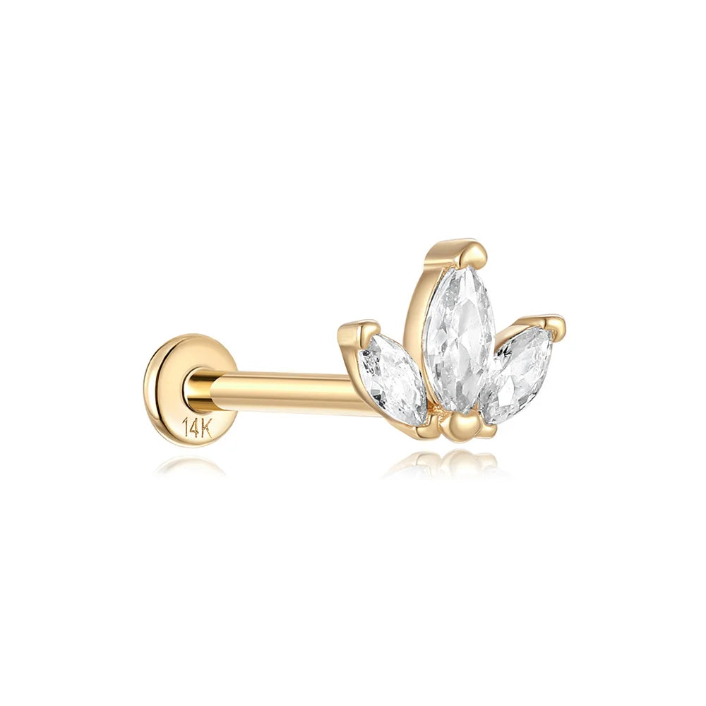 14k Solid Gold Stud Ear Climber