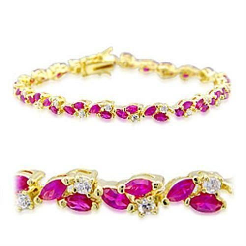 Gold Coated Bracelet with Ruby Stones