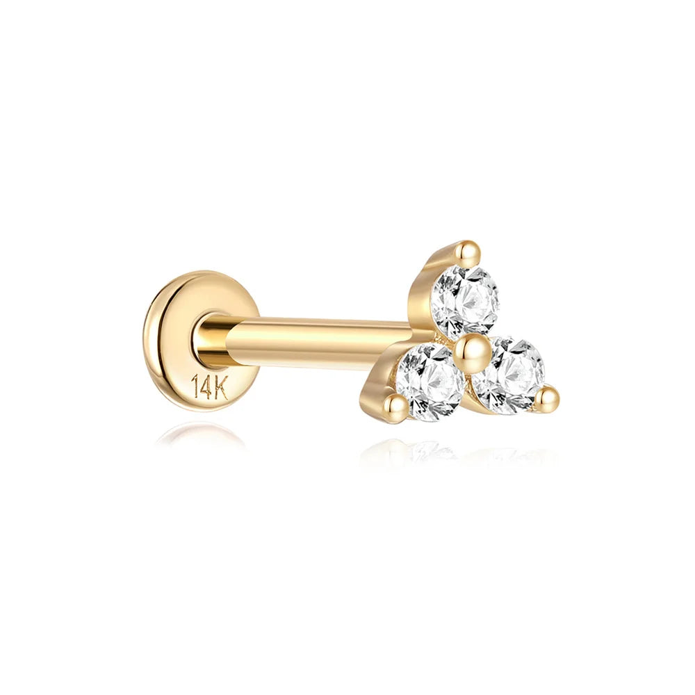 14k Solid Gold Stud Ear Climber