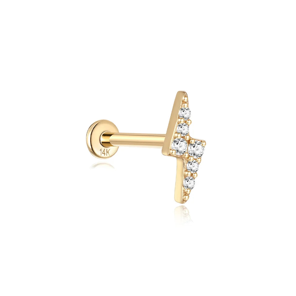 14k Solid Gold Stud Ear Climber
