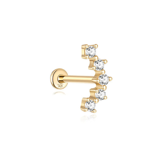 14k Solid Gold Stud Ear Climber