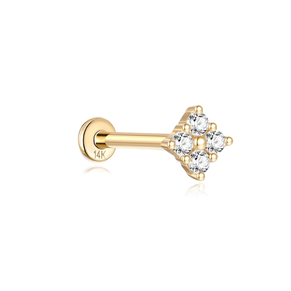 14k Solid Gold Stud Ear Climber