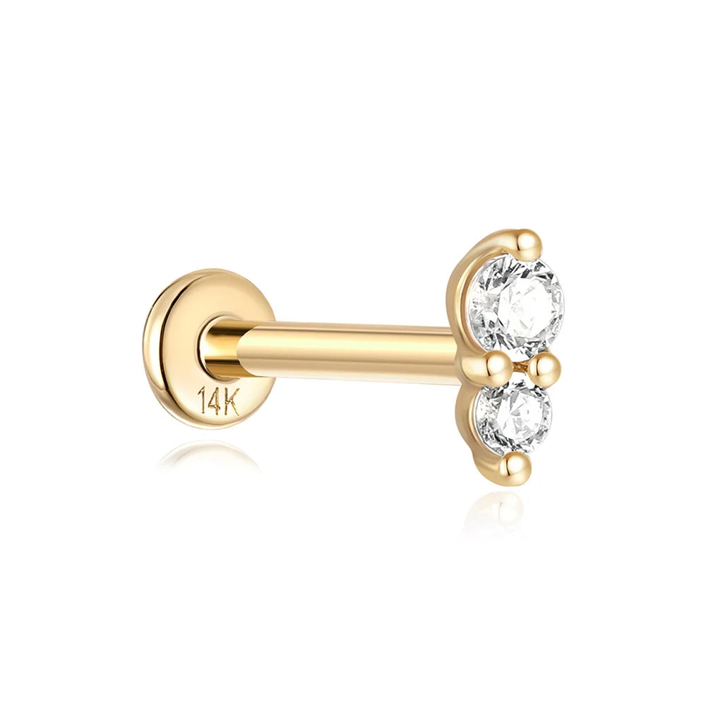 14k Solid Gold Stud Ear Climber