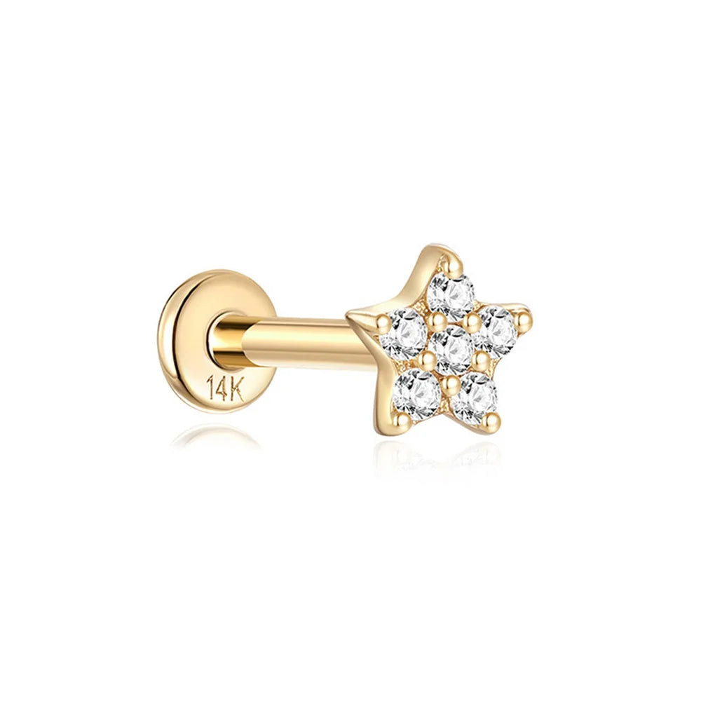 14k Solid Gold Stud Ear Climber