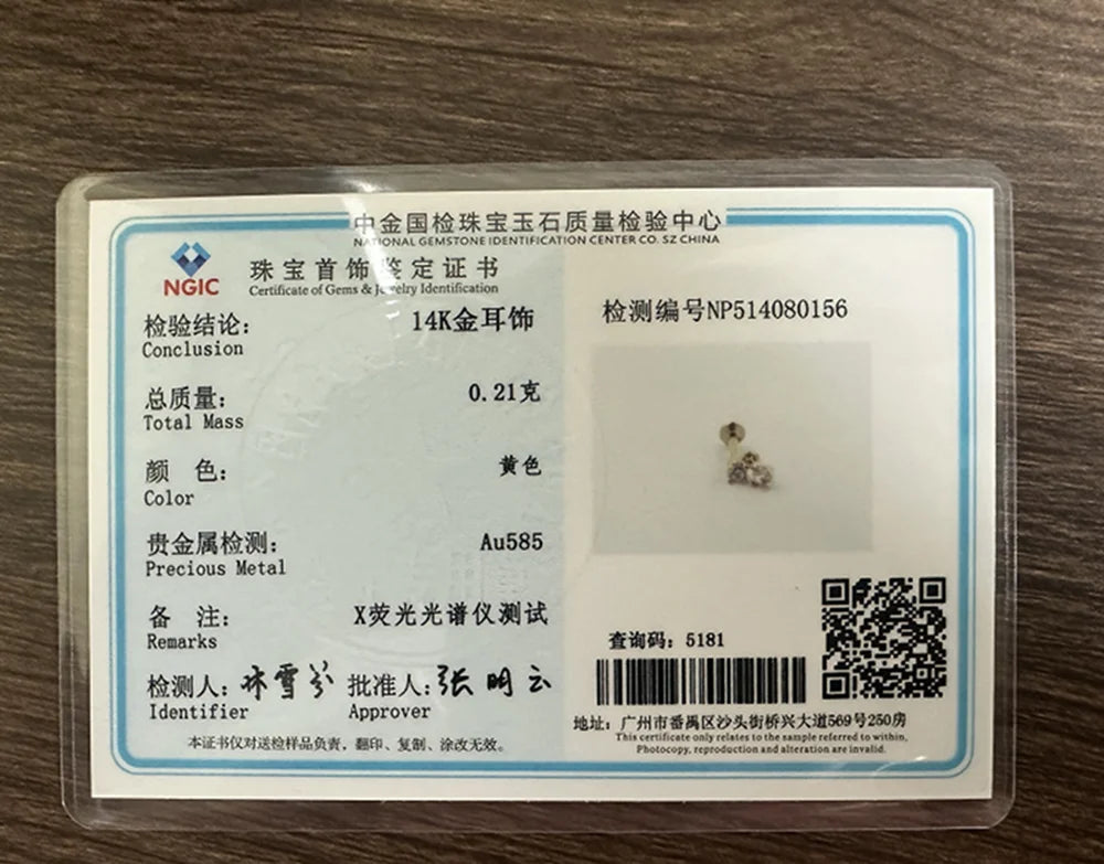 14k Solid Gold Stud Ear Climber