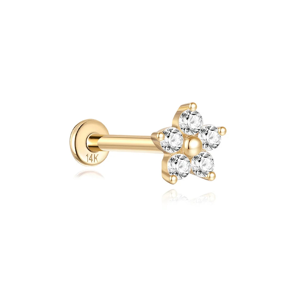 14k Solid Gold Stud Ear Climber
