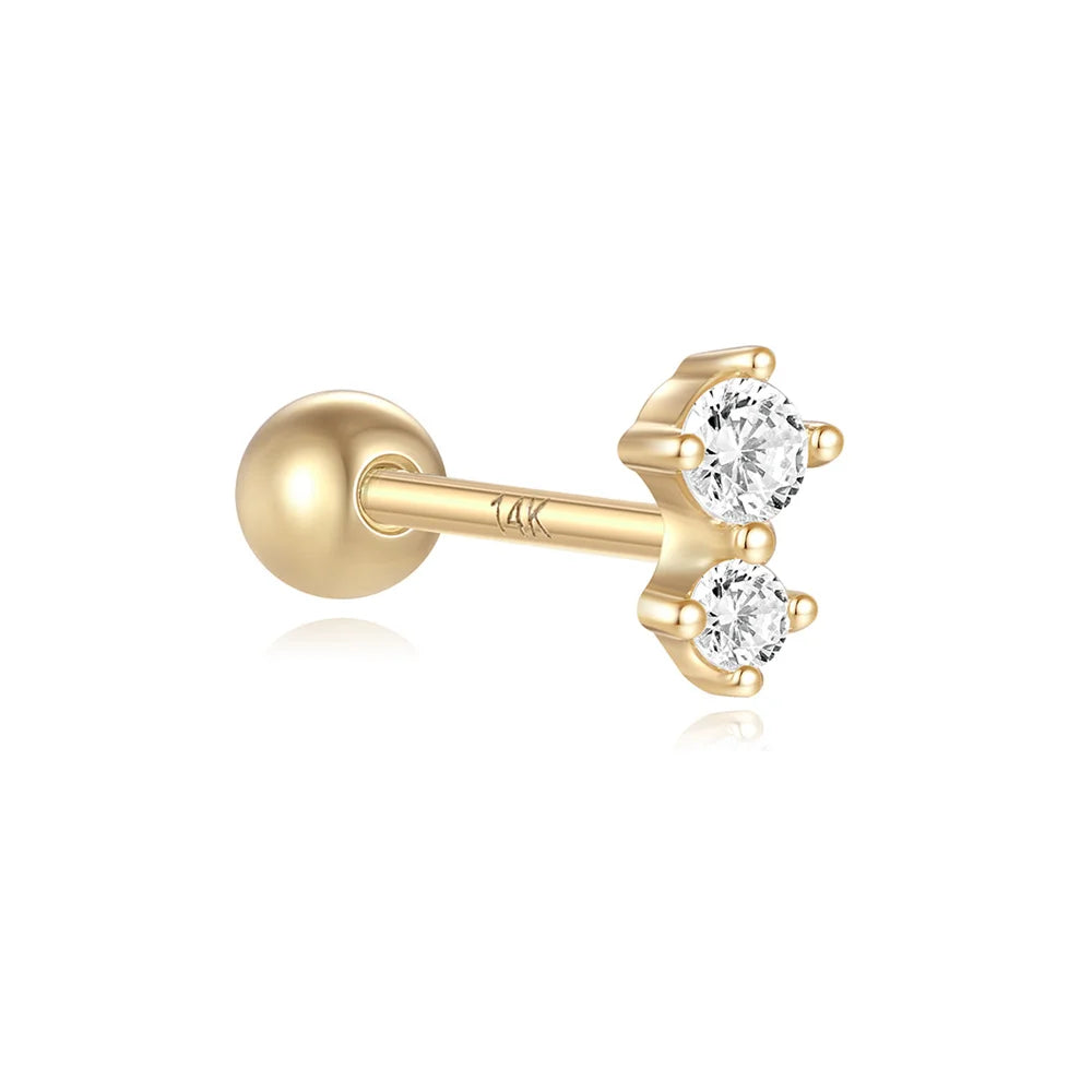 14k Solid Gold Stud Ear Climber