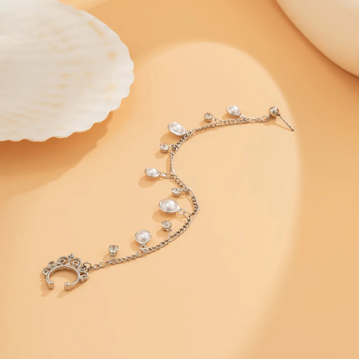 Gold Plated Tassel Earring & Nose Clip Chain