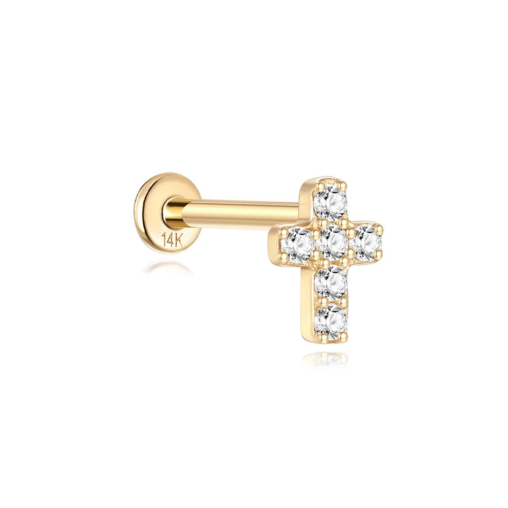 14k Solid Gold Stud Ear Climber