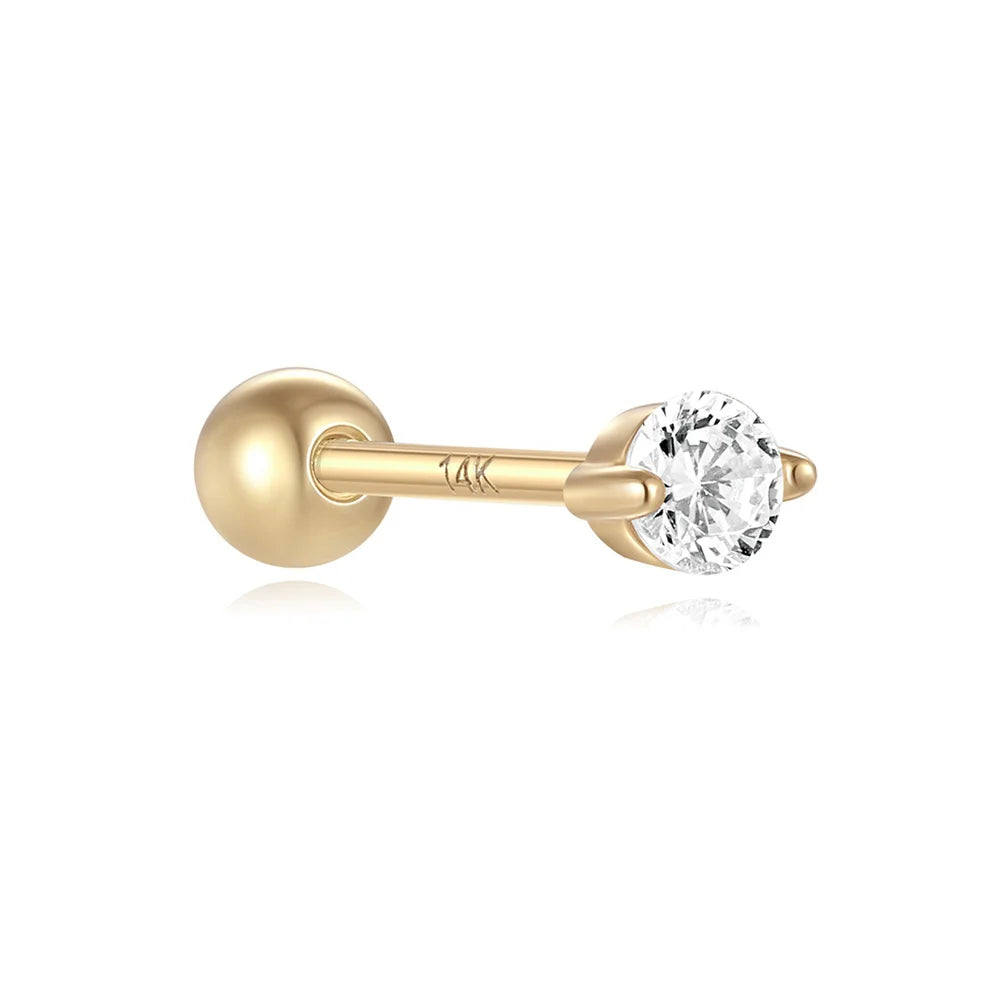 14k Solid Gold Stud Ear Climber
