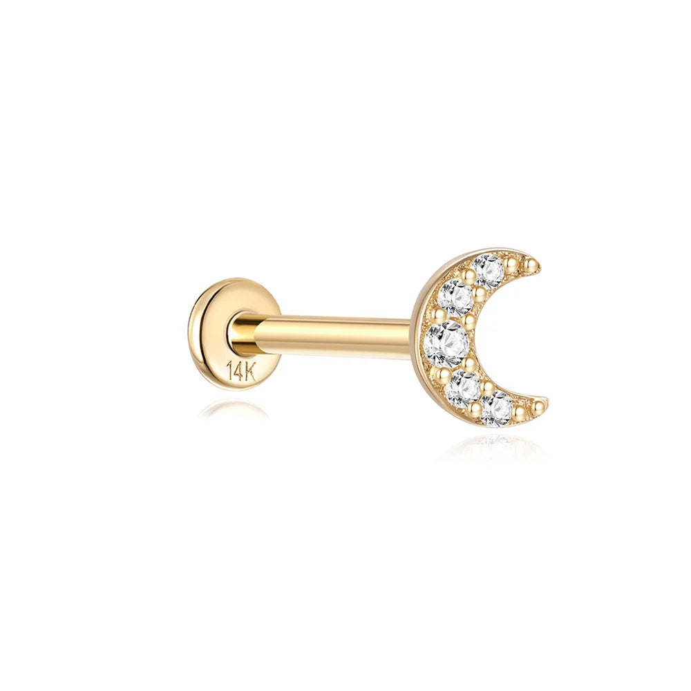 14k Solid Gold Stud Ear Climber