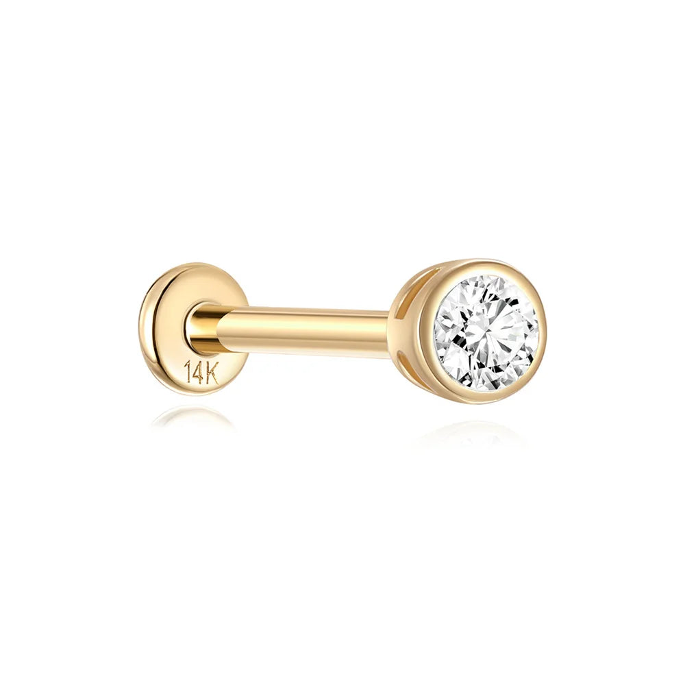 14k Solid Gold Stud Ear Climber