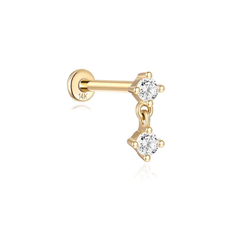 14k Solid Gold Stud Ear Climber