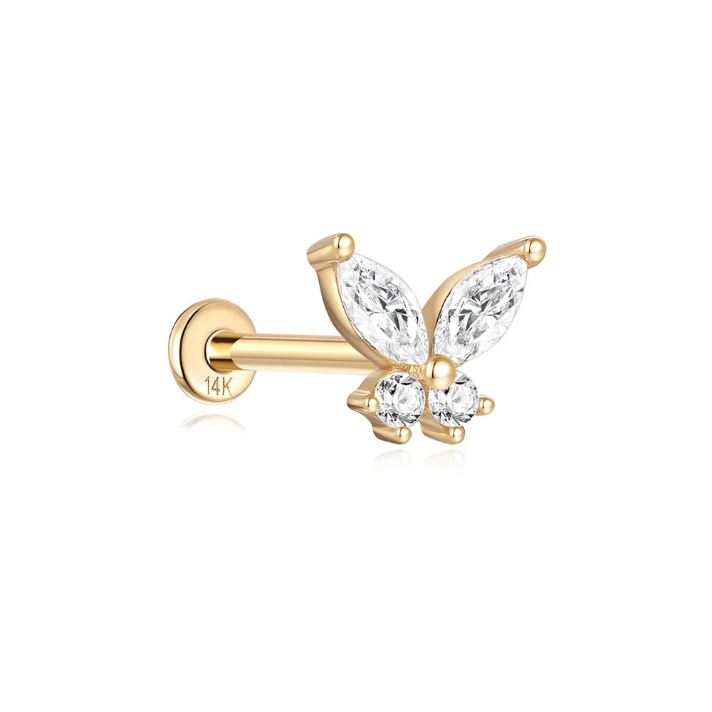 14k Solid Gold Stud Ear Climber