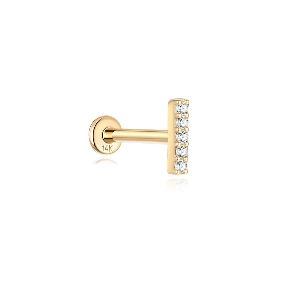 14k Solid Gold Stud Ear Climber