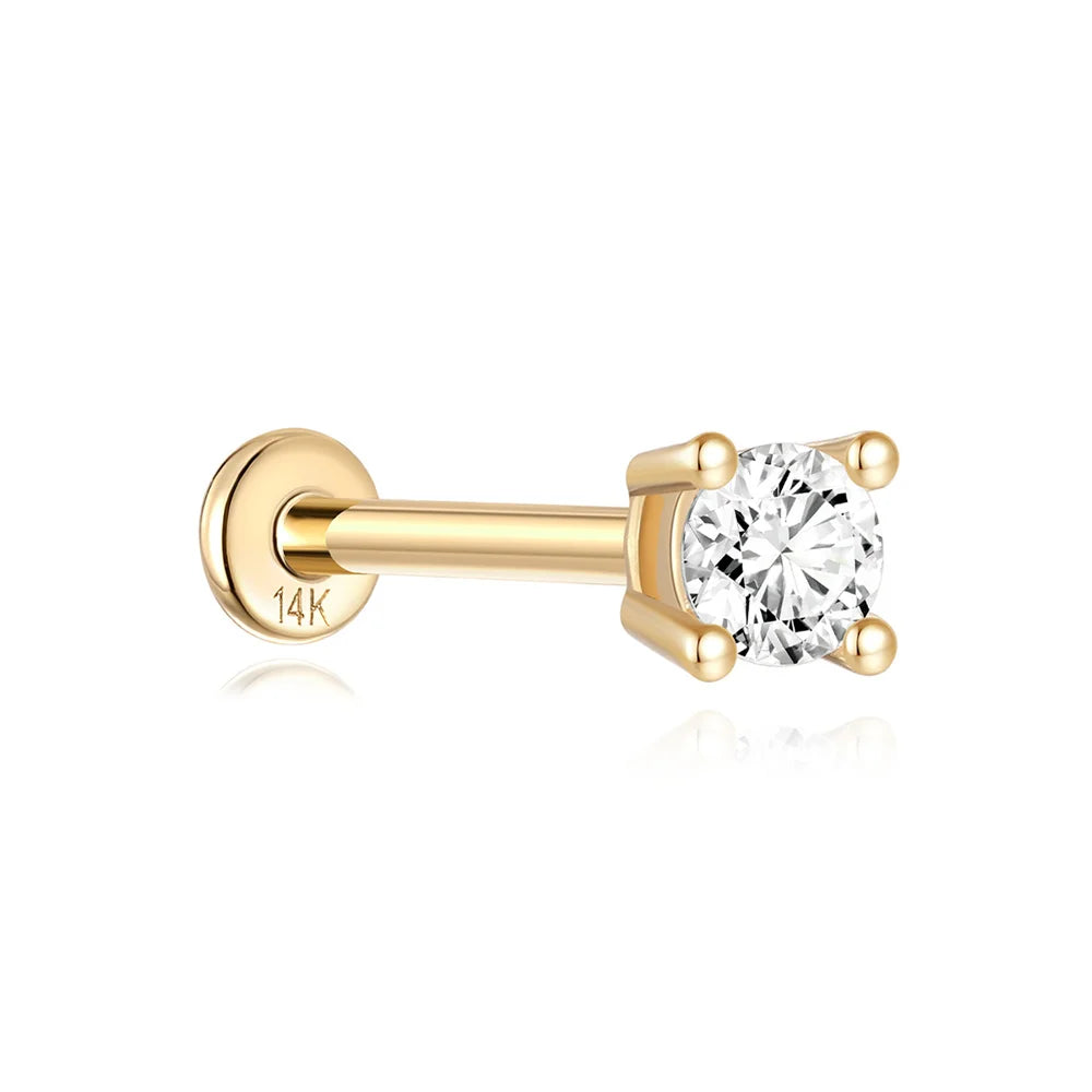 14k Solid Gold Stud Ear Climber