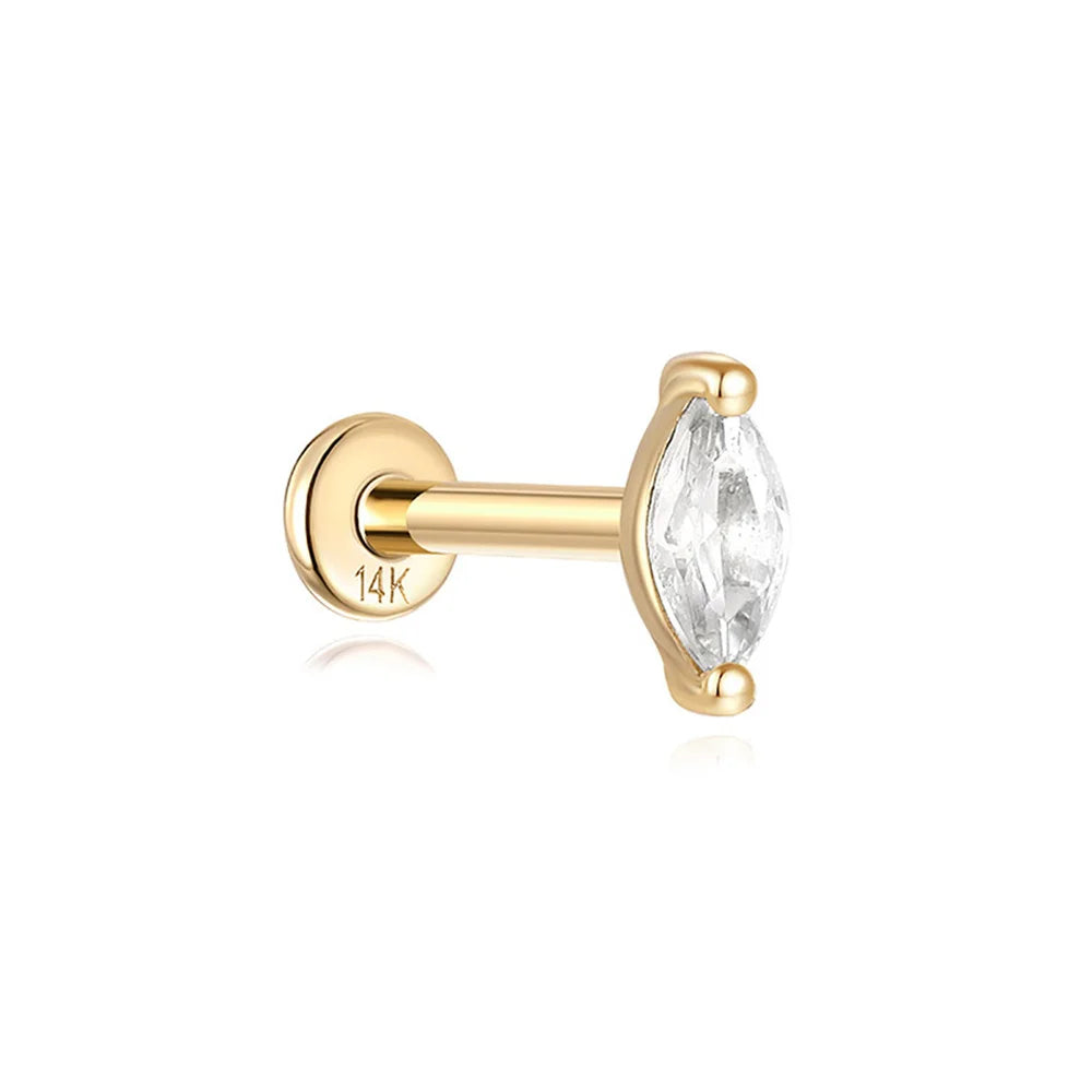 14k Solid Gold Stud Ear Climber