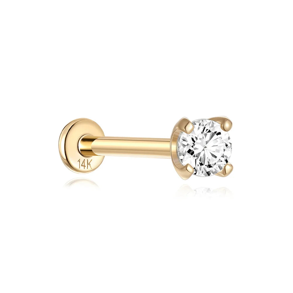 14k Solid Gold Stud Ear Climber