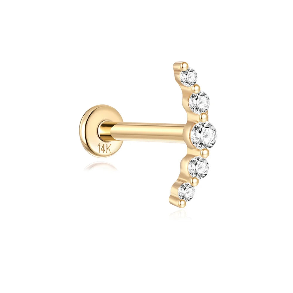 14k Solid Gold Stud Ear Climber