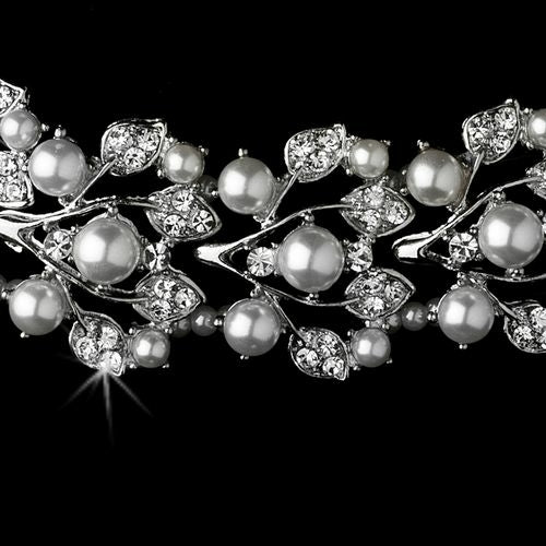 Crystal Pearl Necklace & Earrings Set