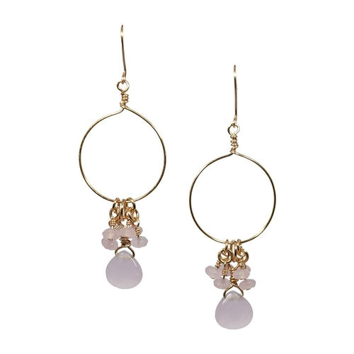 Pink Cluster Hoop Earrings
