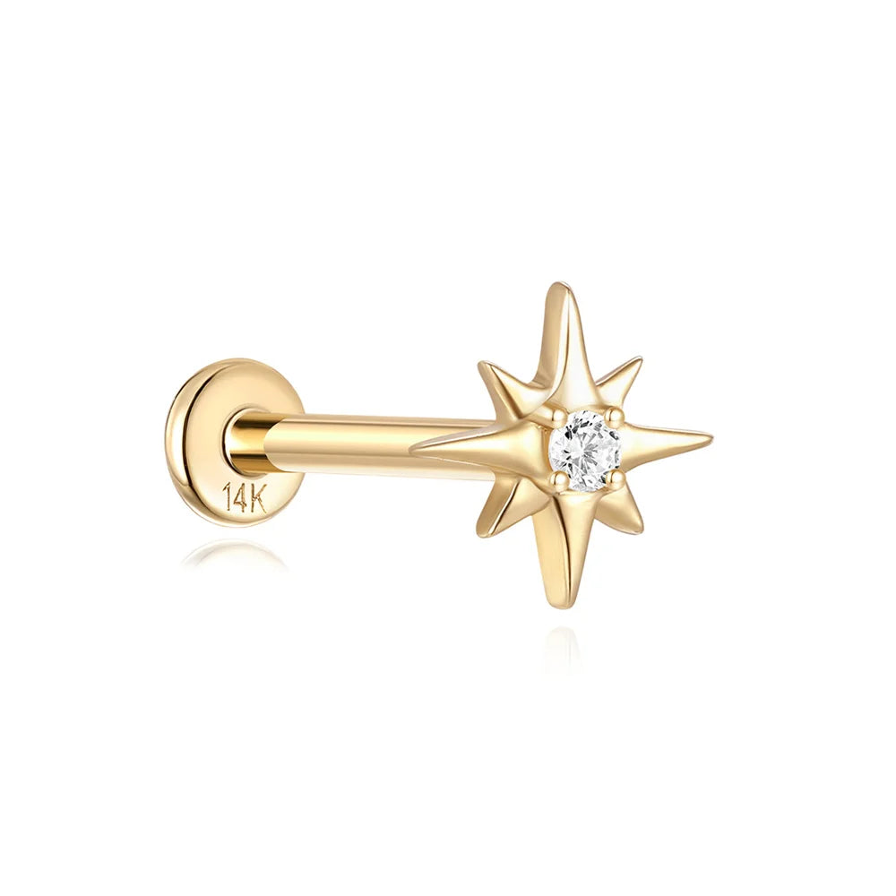 14k Solid Gold Stud Ear Climber