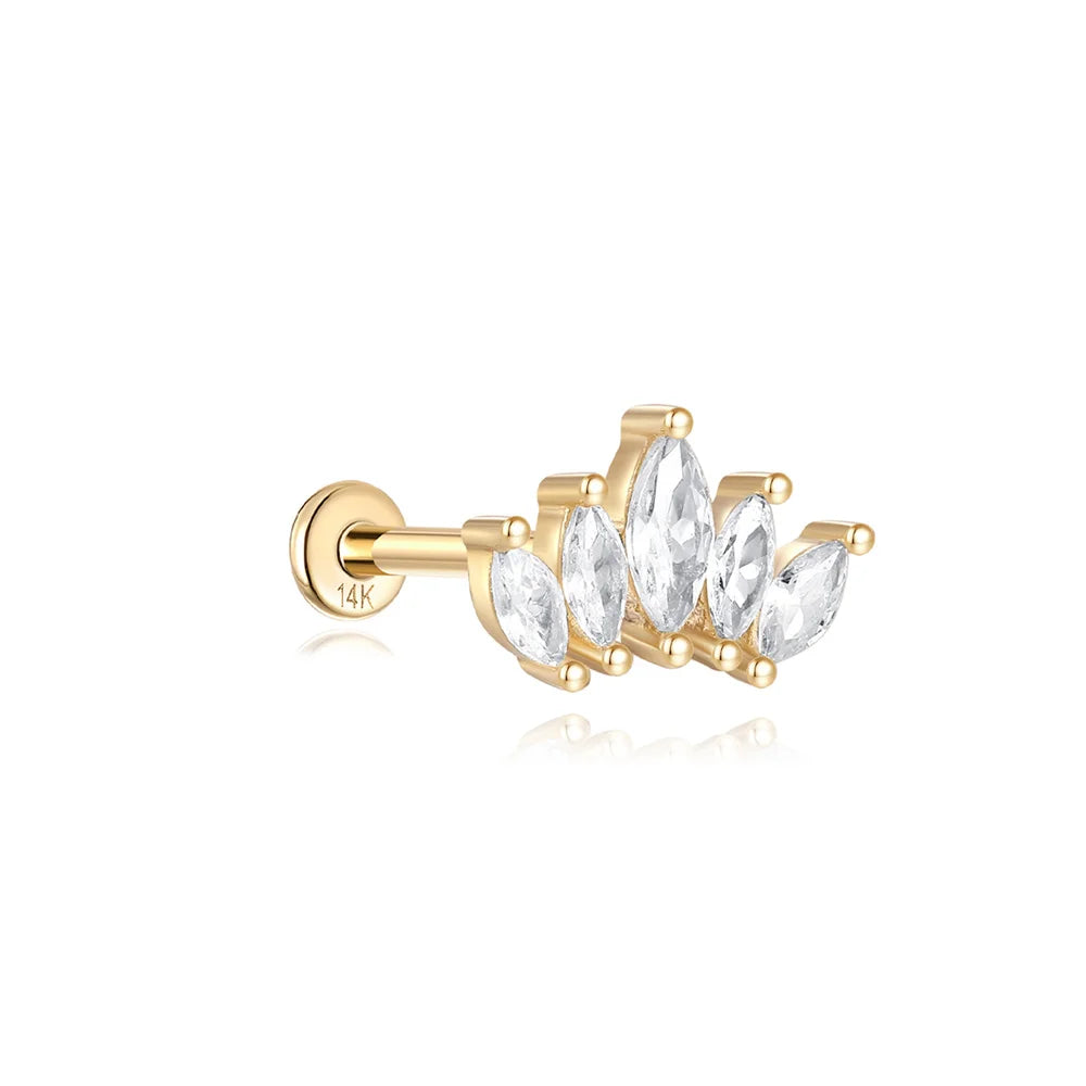 14k Solid Gold Stud Ear Climber