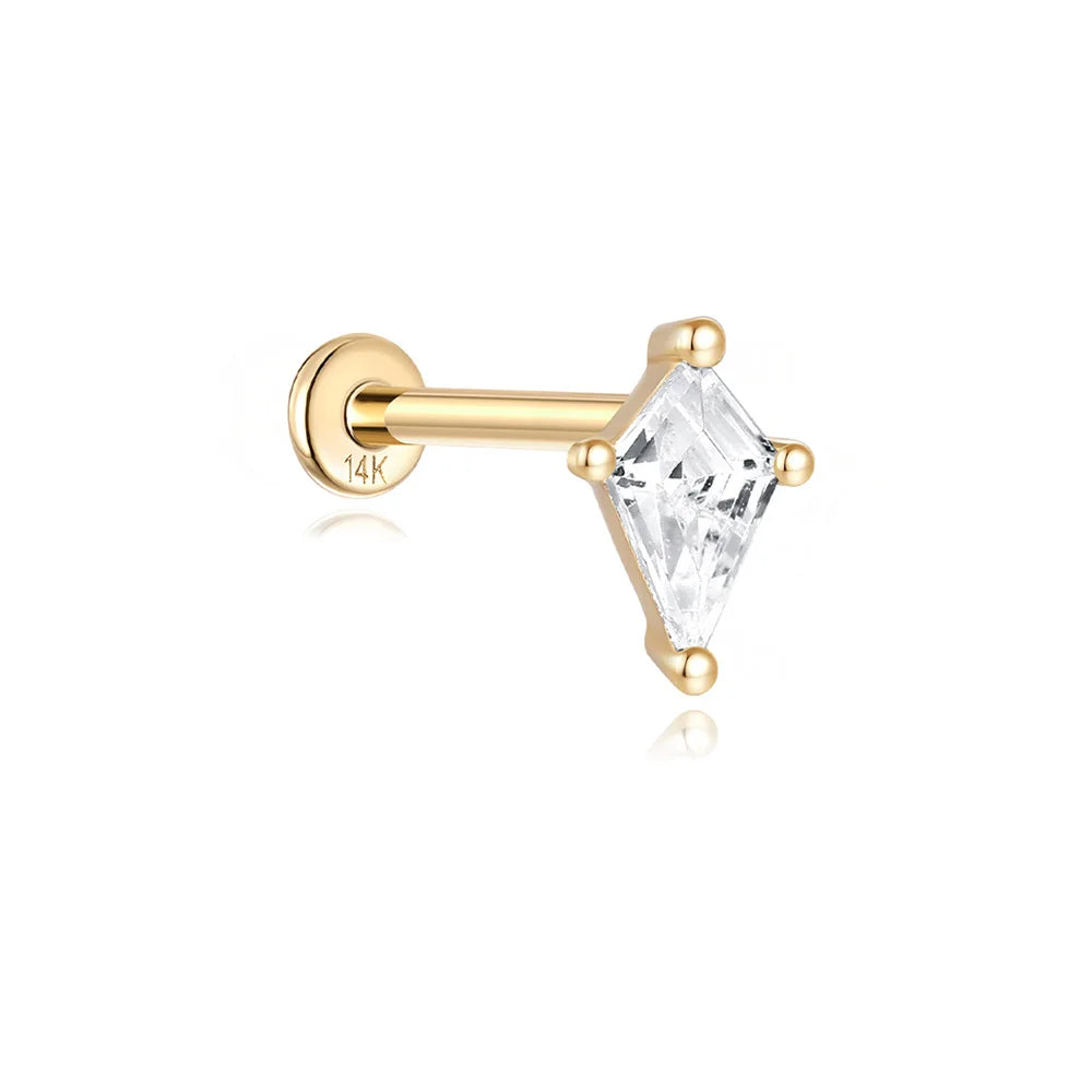14k Solid Gold Stud Ear Climber