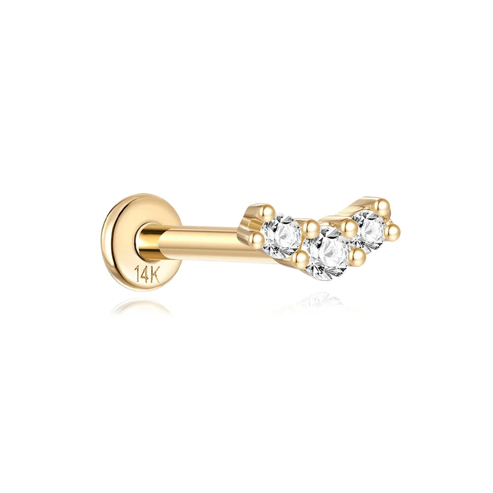 14k Solid Gold Stud Ear Climber